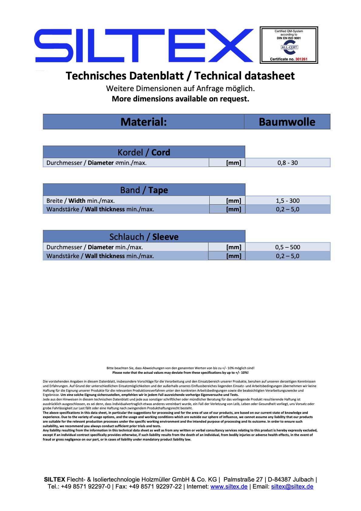 Baumwoll Datenblatt-Bild